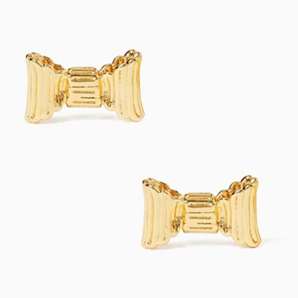 NWT Kate Spade gold ribbed bow earrings